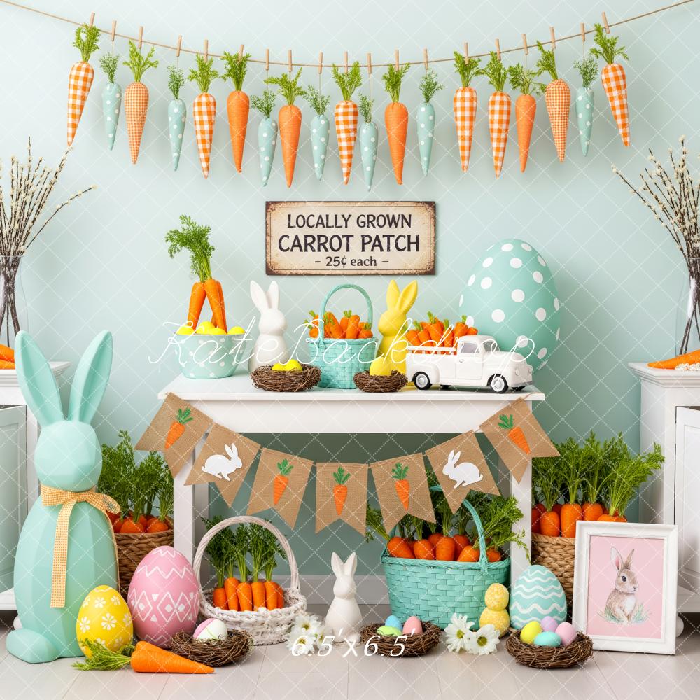 Kate Easter Bunny Carrot Patch Pastel Eggs Backdrop Designed by Patty Robert - Image 2