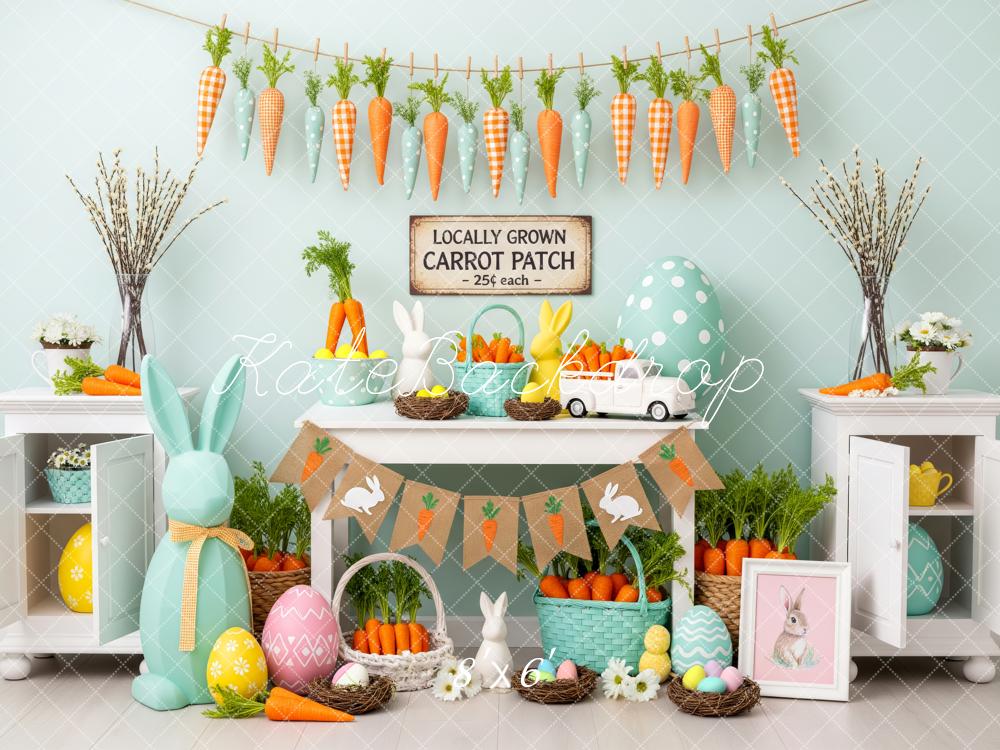 Kate Easter Bunny Carrot Patch Pastel Eggs Backdrop Designed by Patty Robert - Image 3
