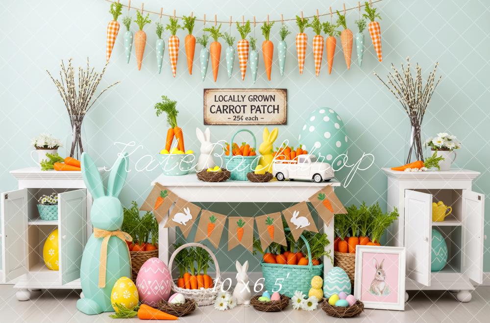 Kate Easter Bunny Carrot Patch Pastel Eggs Backdrop Designed by Patty Robert - Image 4