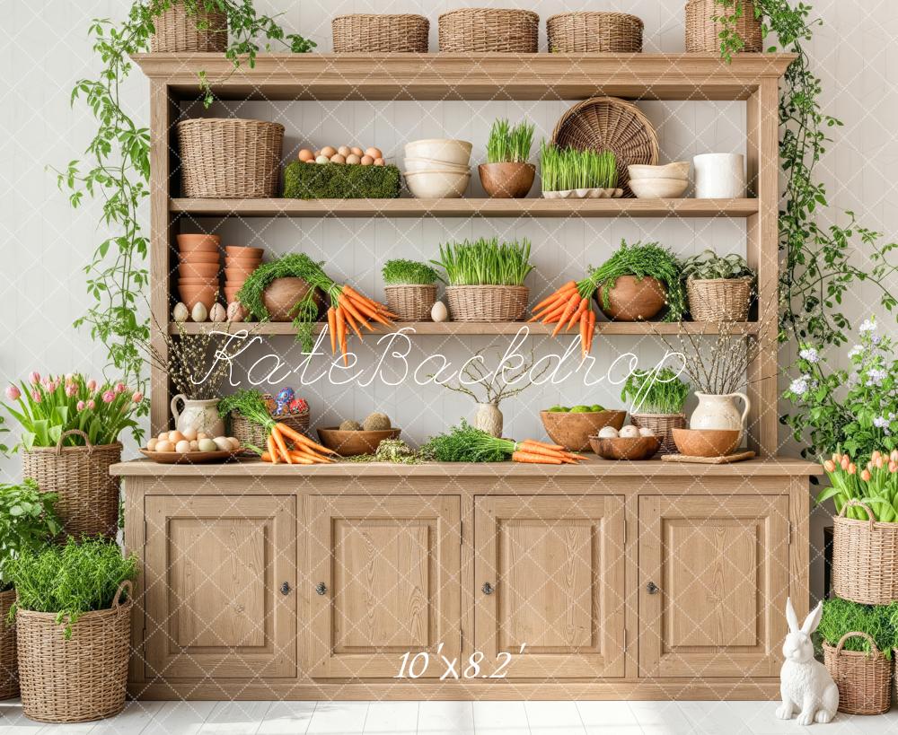 Kate Easter Bunny Carrots Cabinet Fleece Backdrop Designed by Patty Robert - Image 3