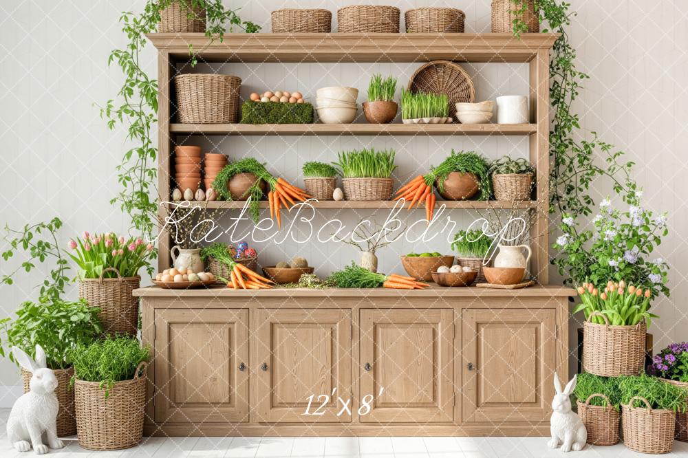 Kate Easter Bunny Carrots Cabinet Fleece Backdrop Designed by Patty Robert - Image 4