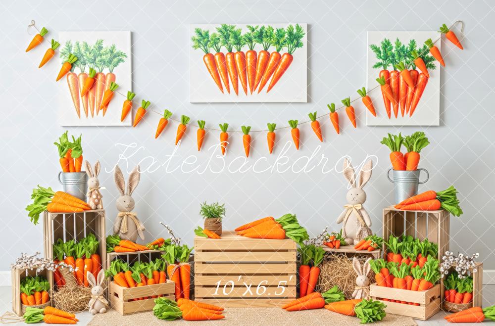 Kate Easter Bunny Carrots Crates Fleece Backdrop Designed by Patty Robert - Image 2