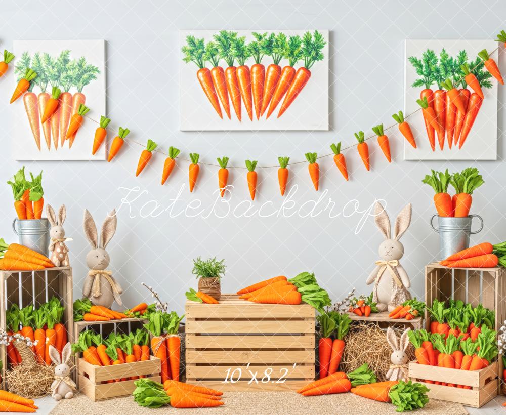 Kate Easter Bunny Carrots Crates Fleece Backdrop Designed by Patty Robert - Image 3
