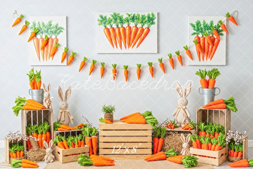 Kate Easter Bunny Carrots Crates Fleece Backdrop Designed by Patty Robert - Image 4