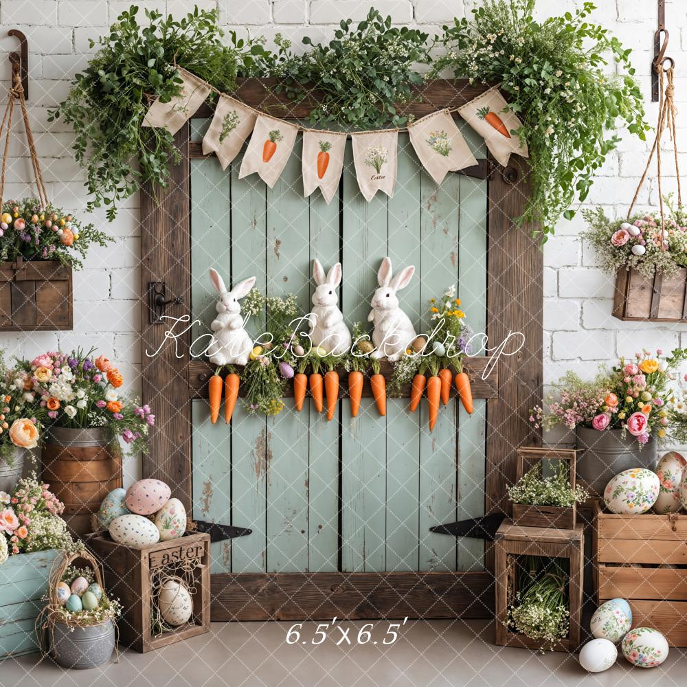 Kate Easter Bunny Carrots Door Wood Backdrop Designed by Emetselch - Image 10