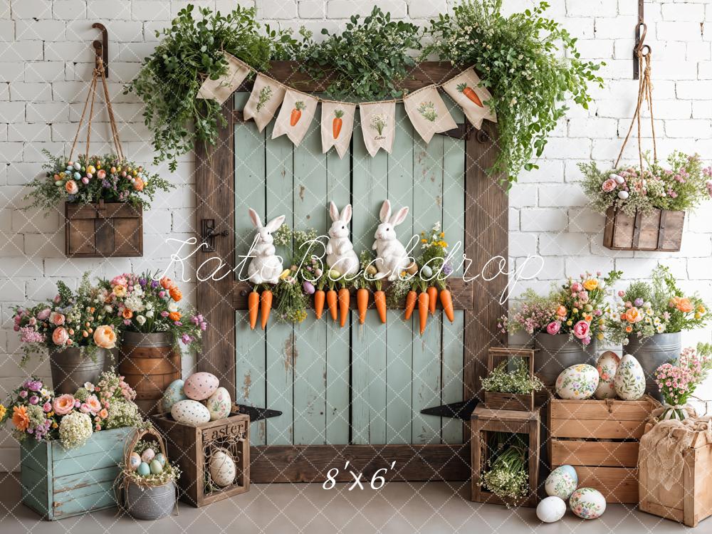 Kate Easter Bunny Carrots Door Wood Backdrop Designed by Emetselch - Image 11