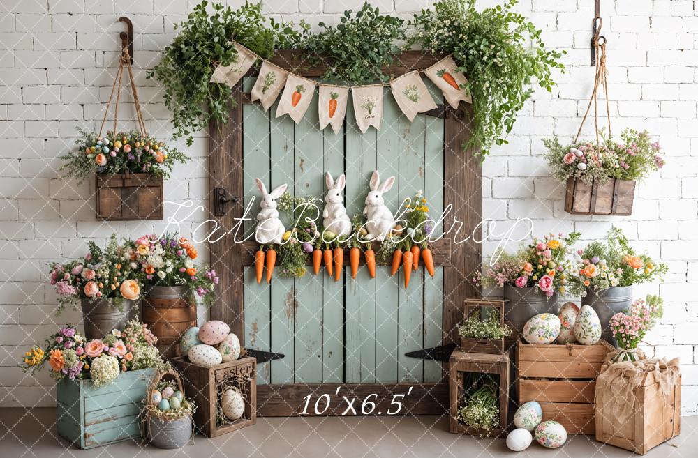 Kate Easter Bunny Carrots Door Wood Backdrop Designed by Emetselch - Image 12