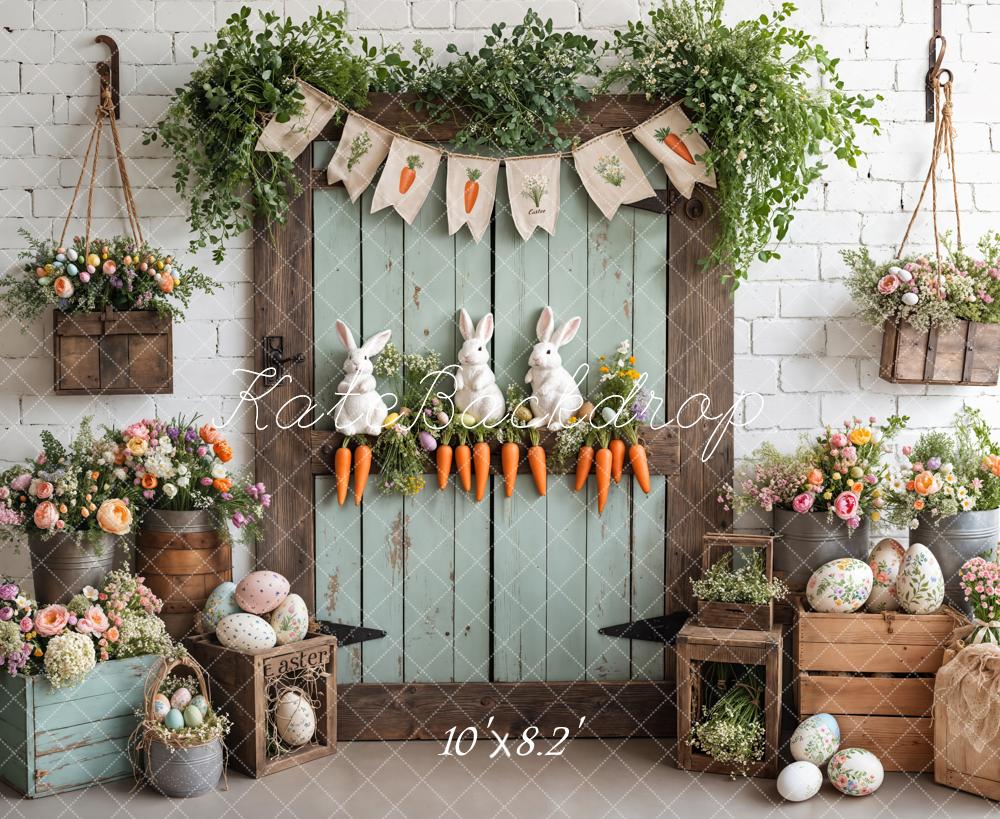 Kate Easter Bunny Carrots Door Wood Backdrop Designed by Emetselch - Image 13
