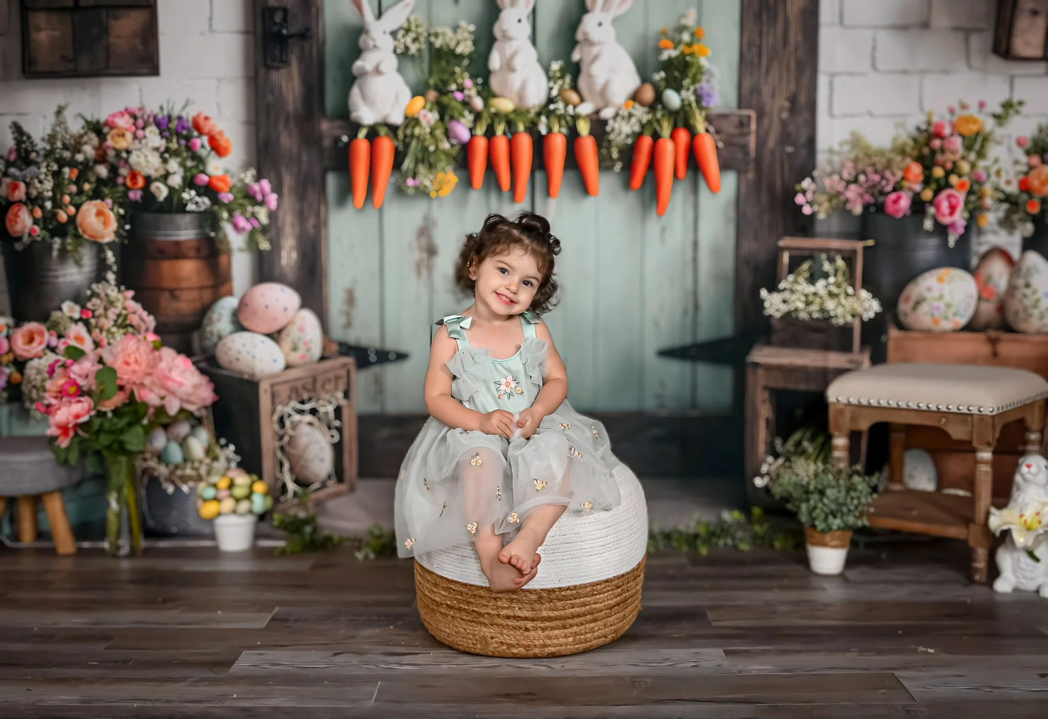 Kate Easter Bunny Carrots Door Wood Backdrop Designed by Emetselch - Image 3