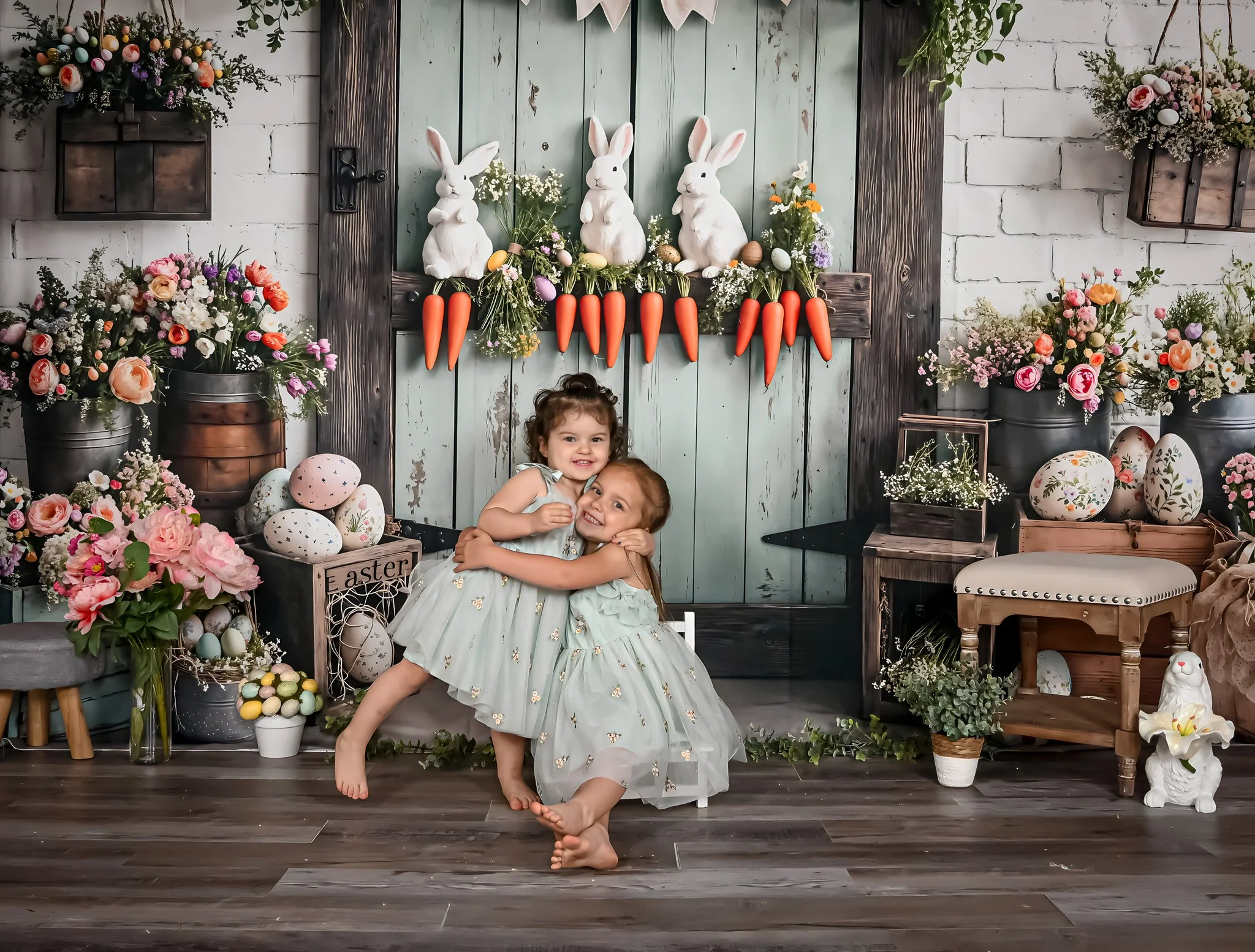Kate Easter Bunny Carrots Door Wood Backdrop Designed by Emetselch - Image 5