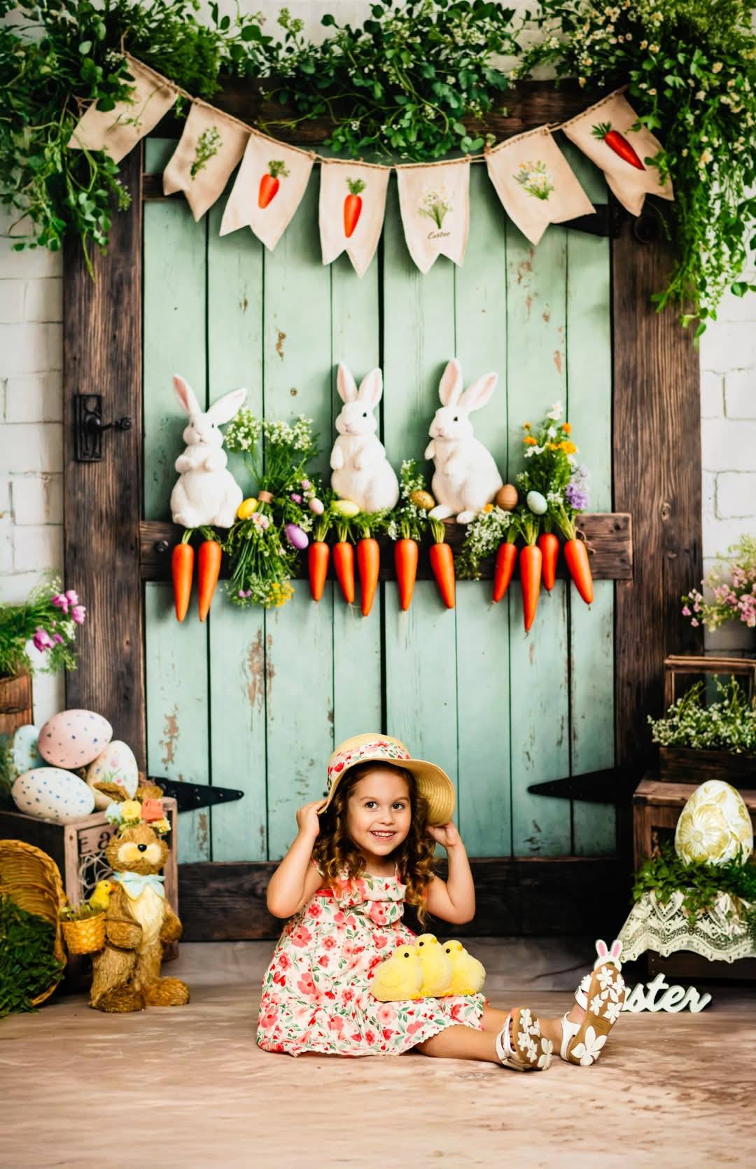 Kate Easter Bunny Carrots Door Wood Backdrop Designed by Emetselch - Image 6