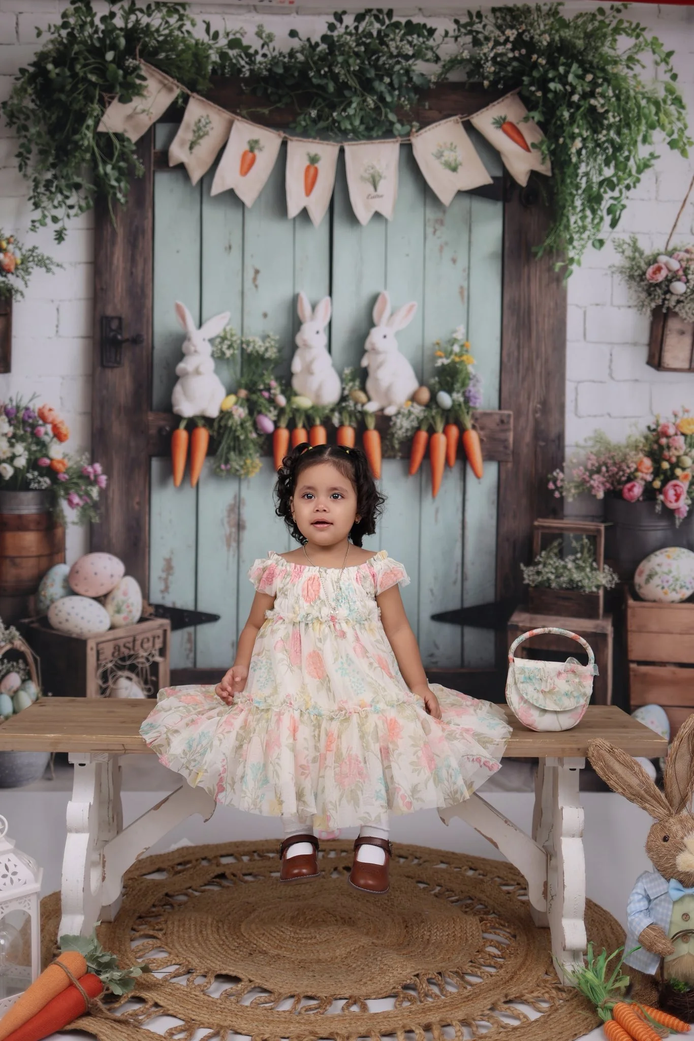 Kate Easter Bunny Carrots Door Wood Backdrop Designed by Emetselch - Image 7