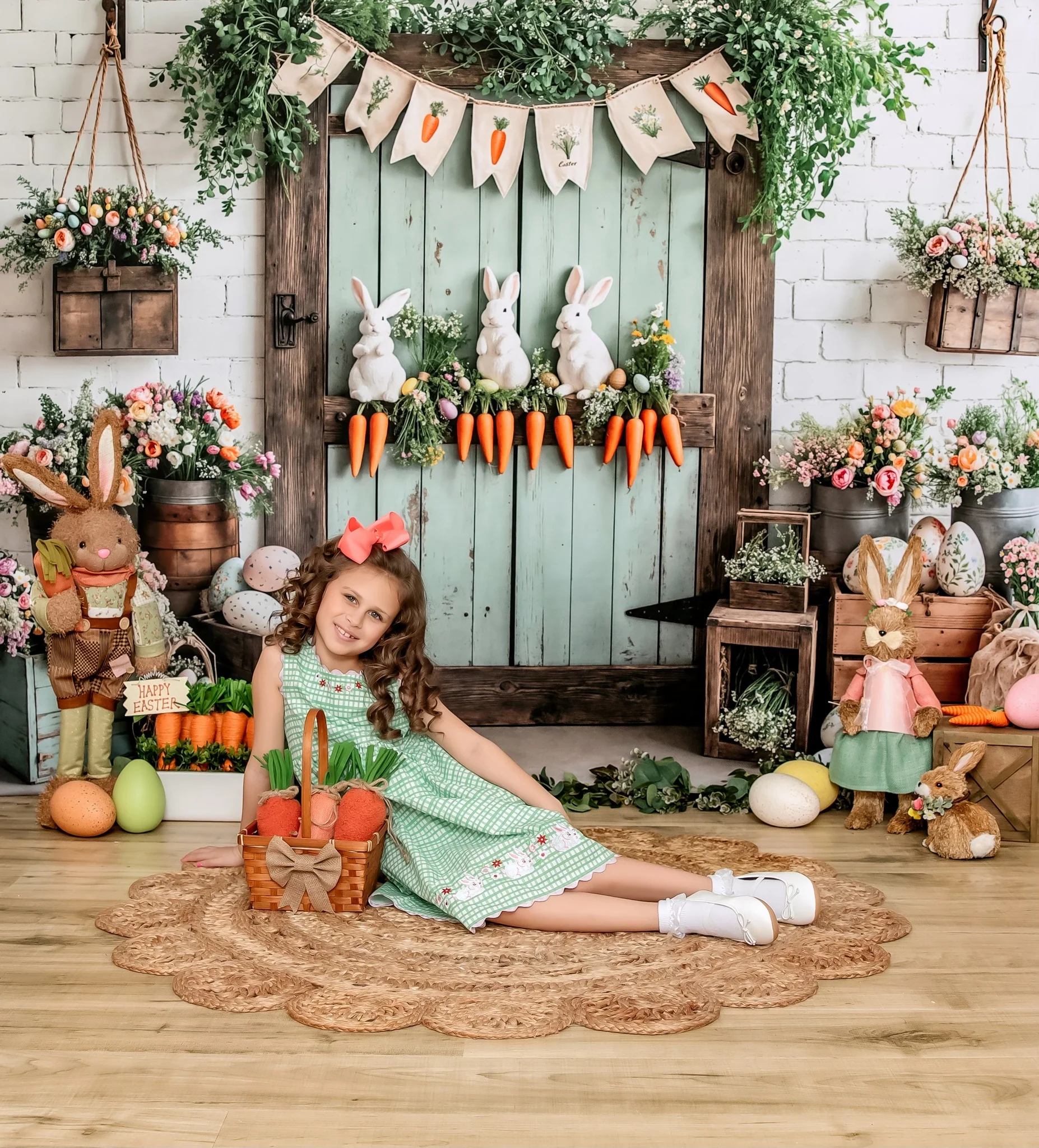 Kate Easter Bunny Carrots Door Wood Backdrop Designed by Emetselch - Image 8