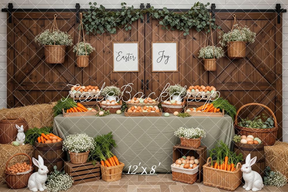 Kate Easter Bunny Carrots Eggs Barn Door Fleece Backdrop Designed by Patty Robert - Image 4