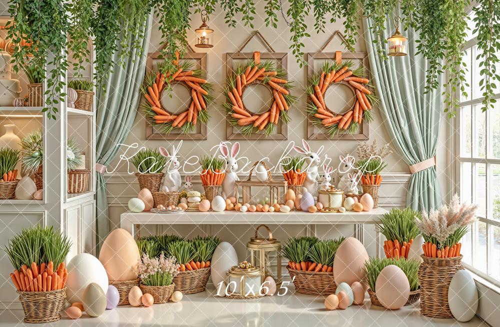 Kate Easter Bunny Carrots Eggs Baskets Fleece Backdrop Designed by Emstselch - Image 2