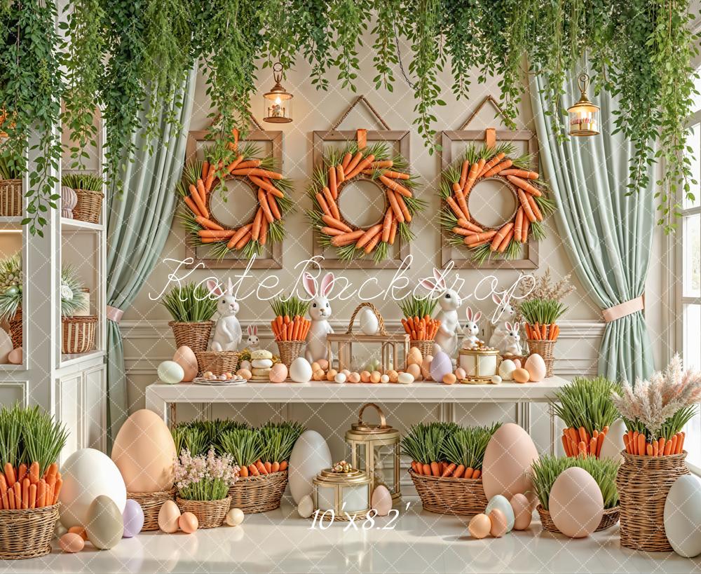 Kate Easter Bunny Carrots Eggs Baskets Fleece Backdrop Designed by Emstselch - Image 3