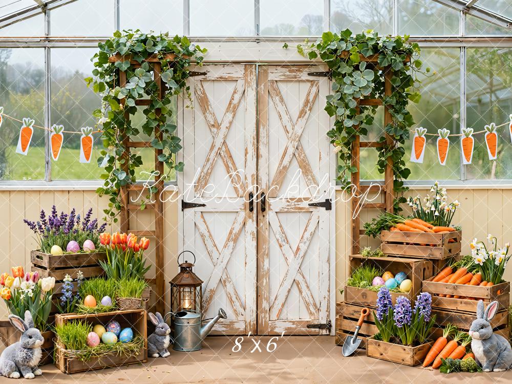 Kate Easter Bunny Carrots Farm Rustic Backdrop Designed by Emetselch - Image 3
