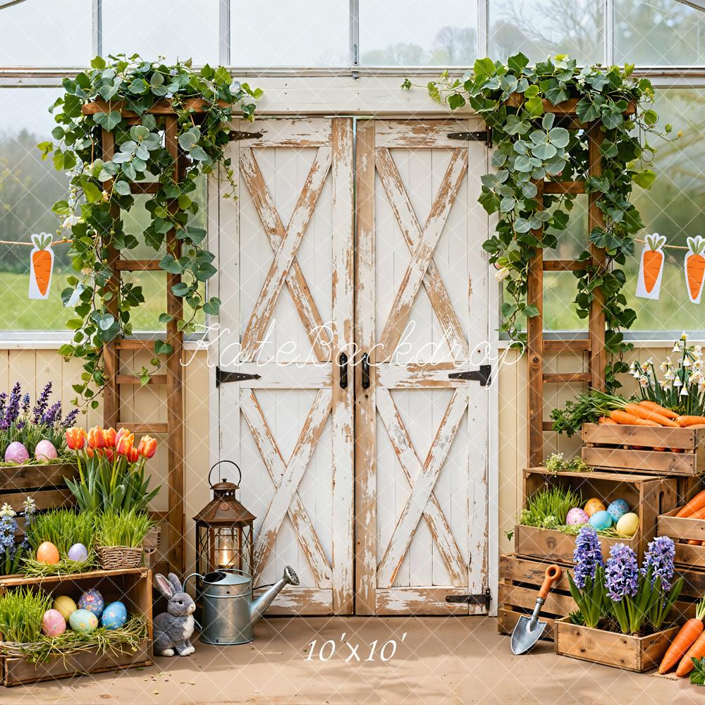 Kate Easter Bunny Carrots Farm Rustic Backdrop Designed by Emetselch - Image 7