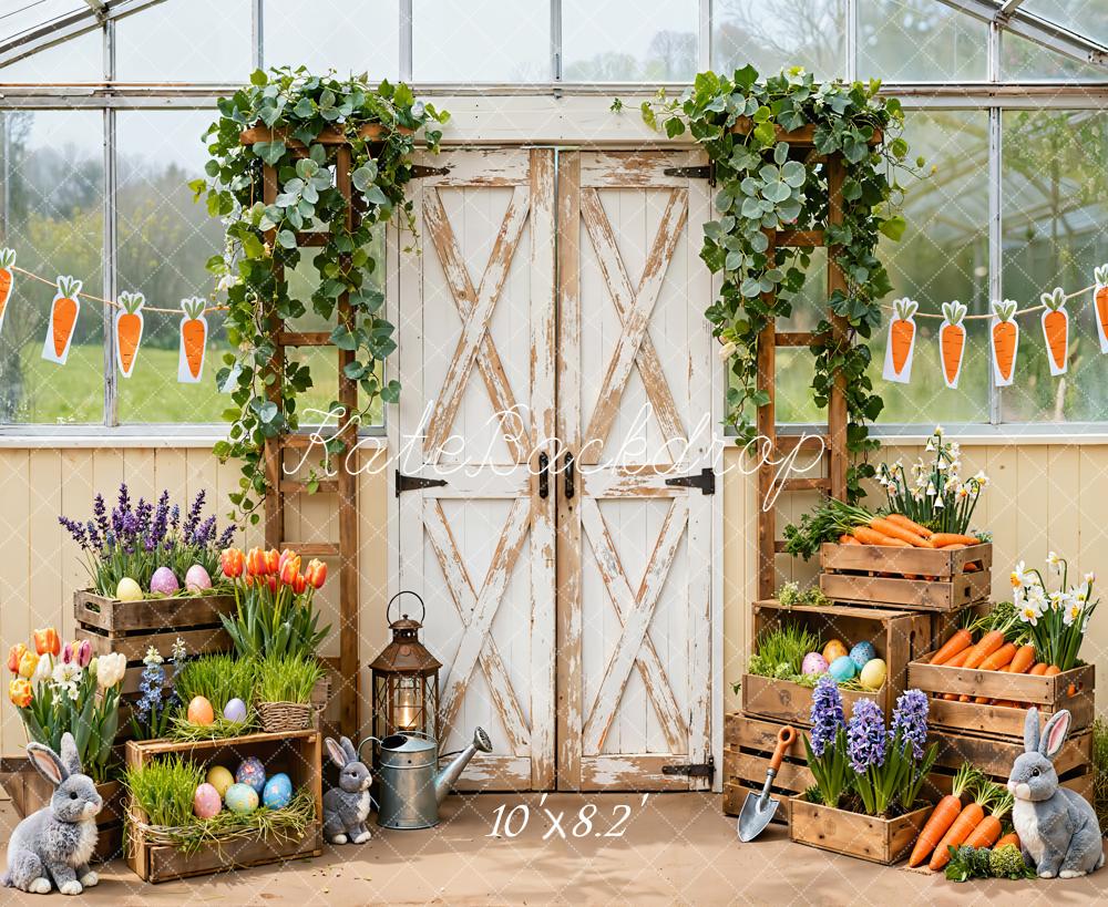 Kate Easter Bunny Carrots Farm Fleece Backdrop Designed by Emetselch - Image 3