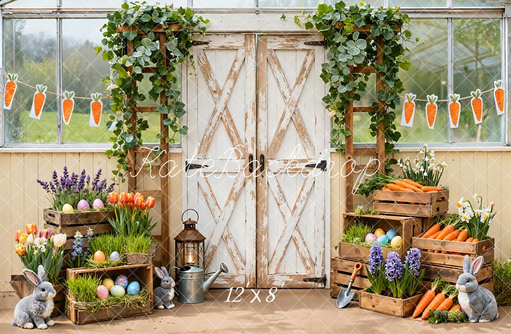 Kate Easter Bunny Carrots Farm Fleece Backdrop Designed by Emetselch - Image 4