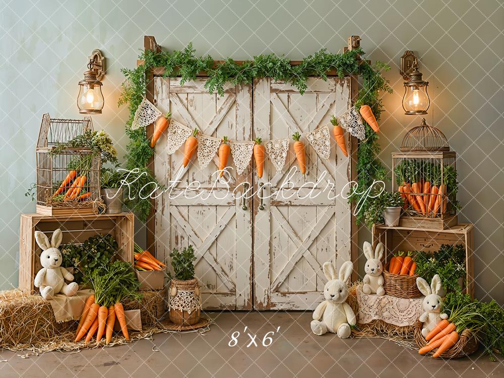 Kate Easter Bunny Carrots Greenery Backdrop Designed by Emetselch - Image 3