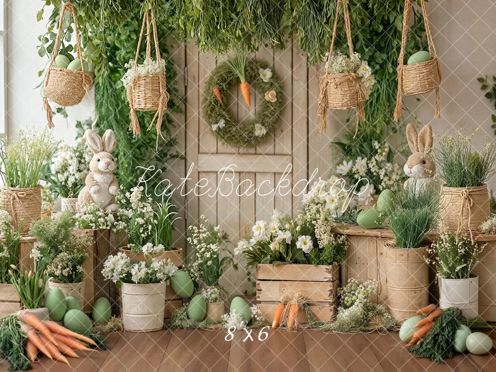 Kate Easter Bunny Carrots Greenery Eggs Backdrop Designed by Emetselch - Image 3