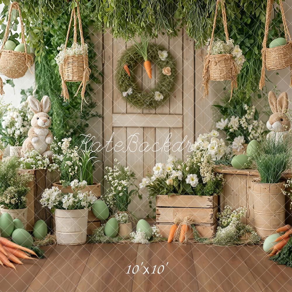 Kate Easter Bunny Carrots Greenery Eggs Backdrop Designed by Emetselch - Image 7