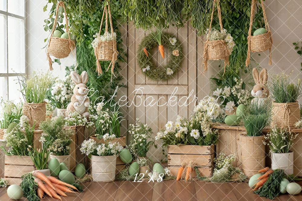 Kate Easter Bunny Carrots Greenery Eggs Backdrop Designed by Emetselch - Image 8