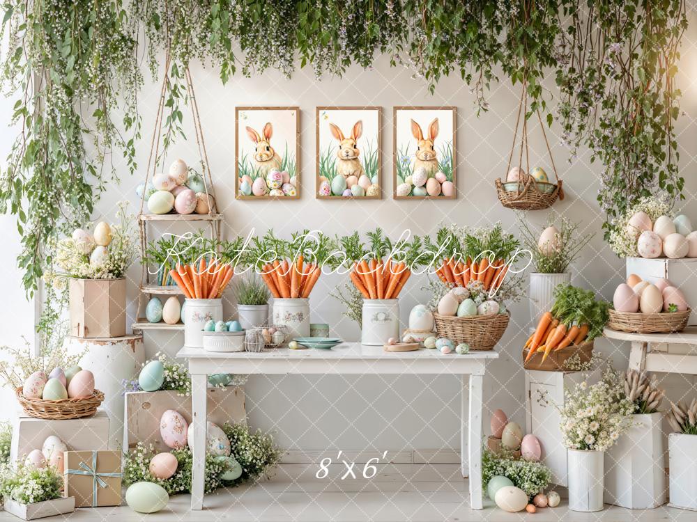 Kate Easter Bunny Carrots Pastel Eggs Backdrop Designed by Emetselch - Image 3