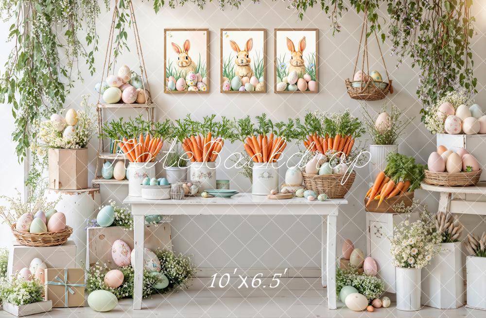Kate Easter Bunny Carrots Pastel Eggs Backdrop Designed by Emetselch - Image 4