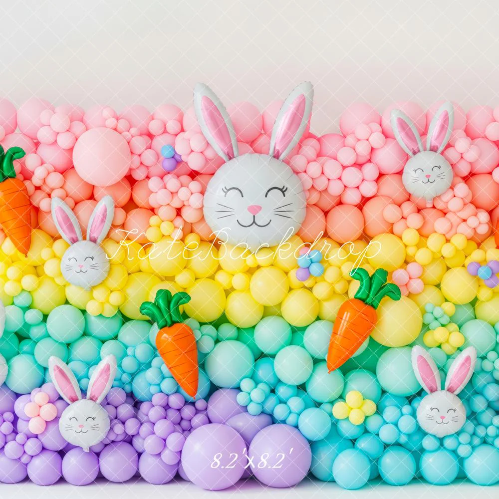 Kate Easter Bunny Carrots Rainbow Balloons Backdrop Designed by Patty Robert - Image 5