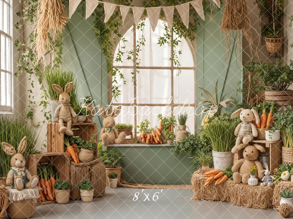 Kate Easter Bunny Carrots Rustic Window Backdrop Designed by Emetselch - Image 5