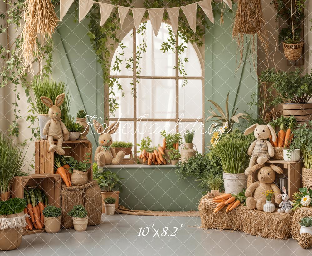 Kate Easter Bunny Carrots Rustic Window Backdrop Designed by Emetselch - Image 8