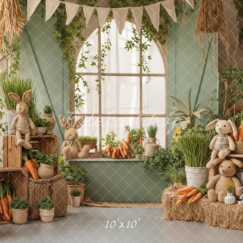 Kate Easter Bunny Carrots Rustic Window Backdrop Designed by Emetselch - Image 9