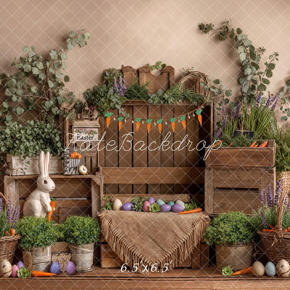 Kate Easter Bunny Carrots Wooden Crates Backdrop Designed by Emetselch - Image 2