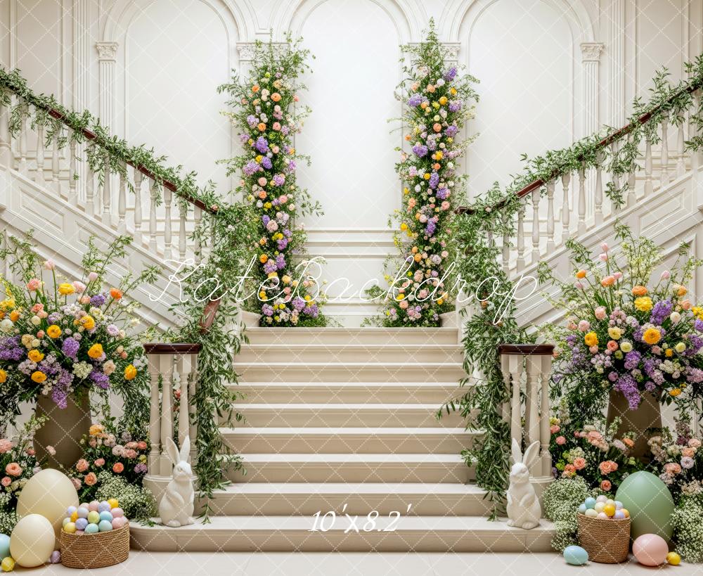 Kate Easter Bunny Cascading Stairs Eggs Fleece Backdrop Designed by Patty Robert - Image 3