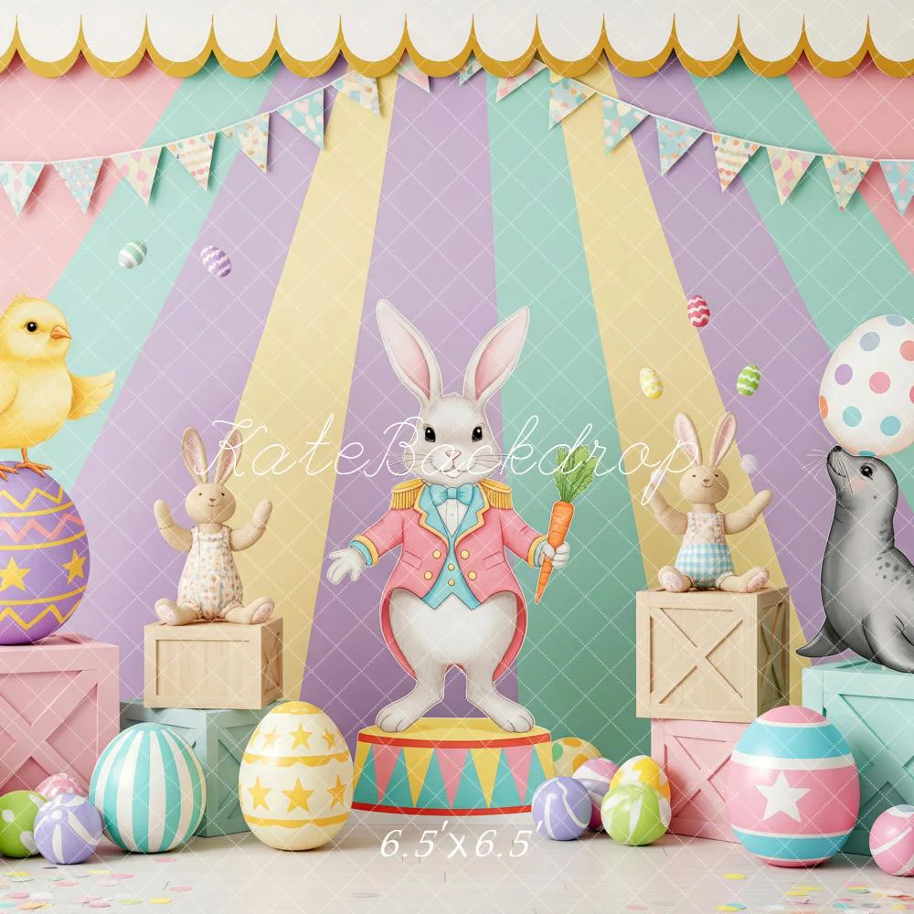 Kate Easter Bunny Circus Animals Pastel Backdrop Designed by Patty Robert - Image 2