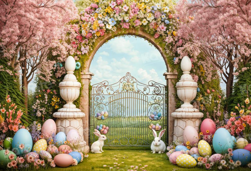 Kate Easter Bunny Colorful Flowers Arch Backdrop Designed by Chain Photography - Image 2