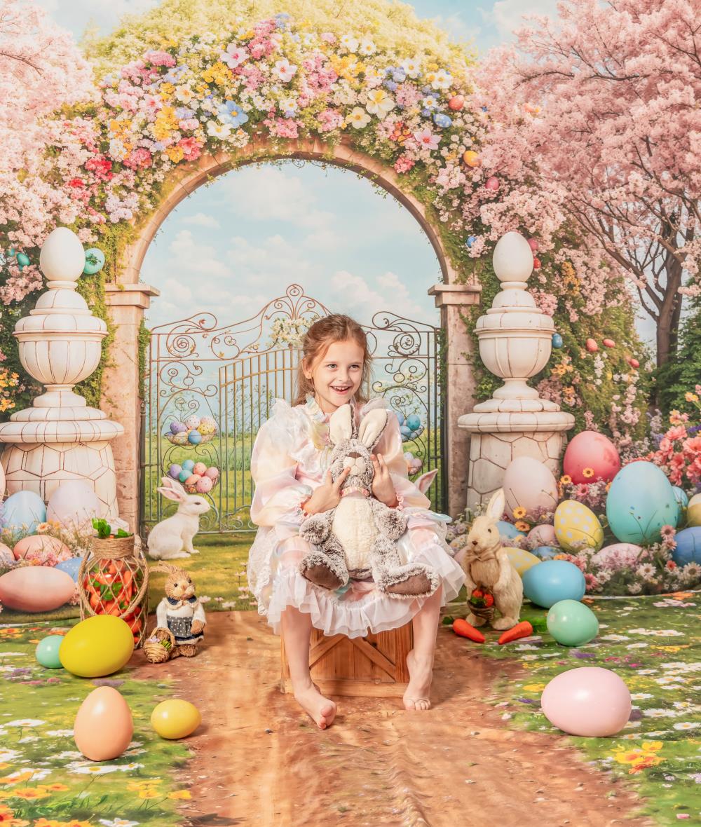 Kate Easter Bunny Colorful Flowers Arch Backdrop Designed by Chain Photography - Image 8