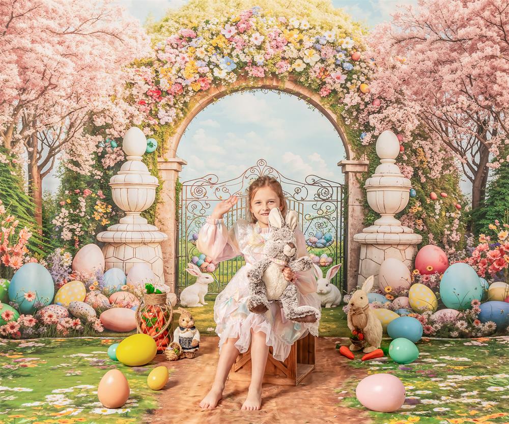Kate Easter Bunny Colorful Flowers Arch Backdrop Designed by Chain Photography - Image 9