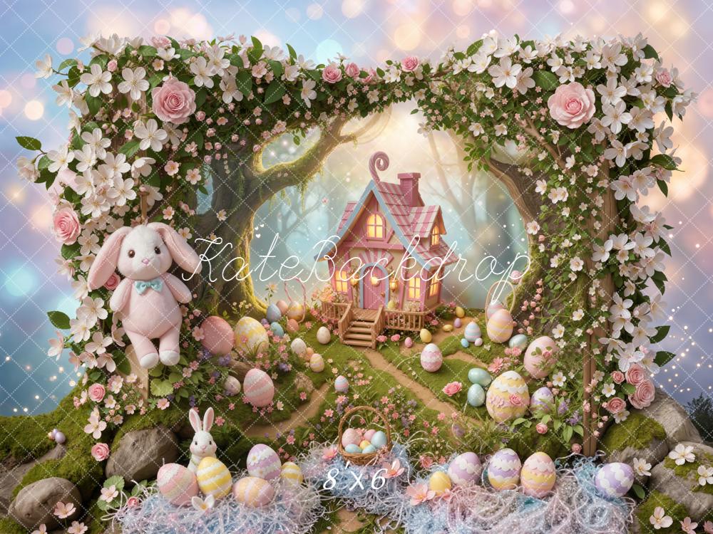 Kate Easter Bunny Cottage Fairy Pastel Eggs Backdrop Designed by Emstselch - Image 3