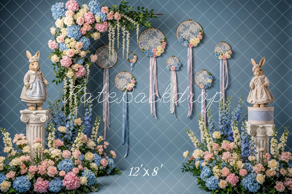 Kate Easter Bunny Dreamcatcher Pastel Blue Fleece Backdrop Designed by Patty Robert - Image 4