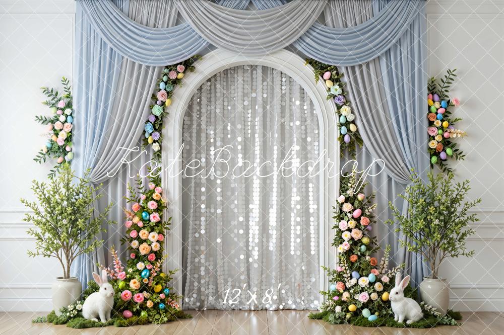 Kate Easter Bunny Egg Floral Arch Blue Curtains Backdrop Designed by Mini MakeBelieve - Image 8