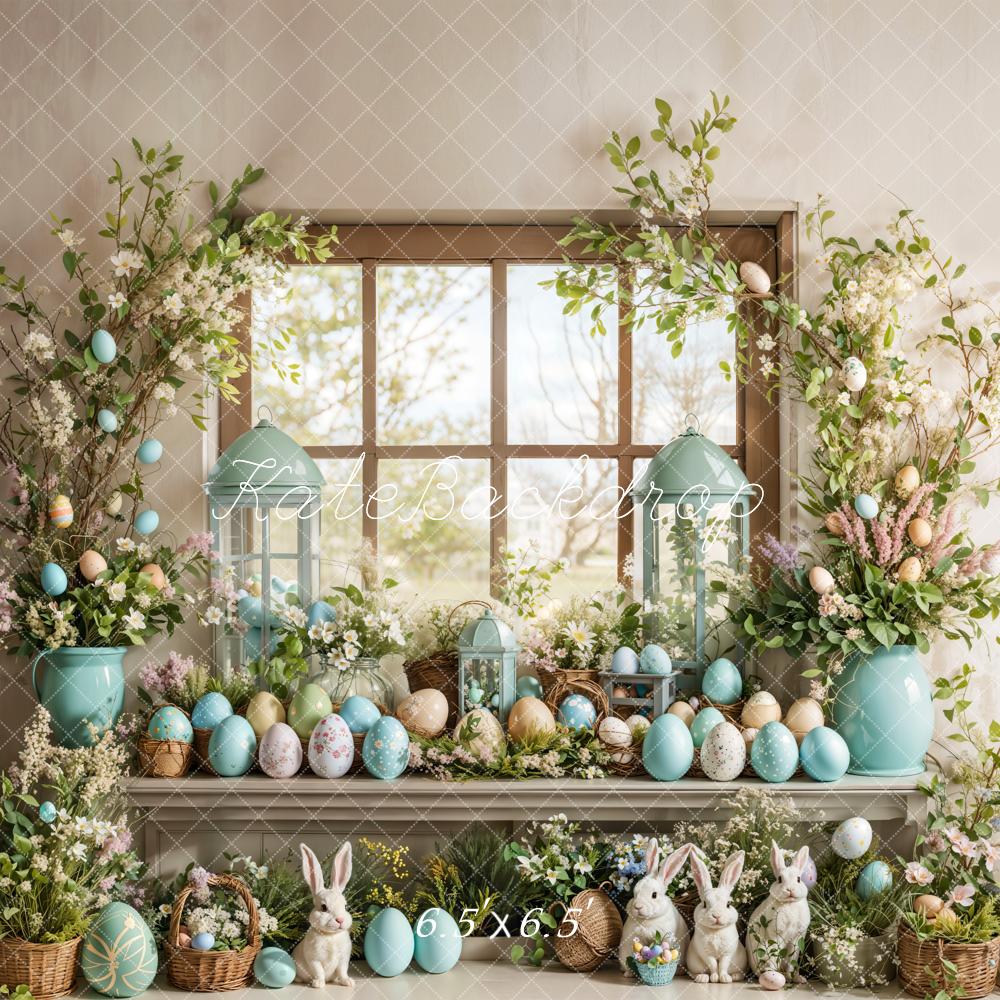 Kate Easter Bunny Egg Floral Window Backdrop Designed by Emetselch - Image 2