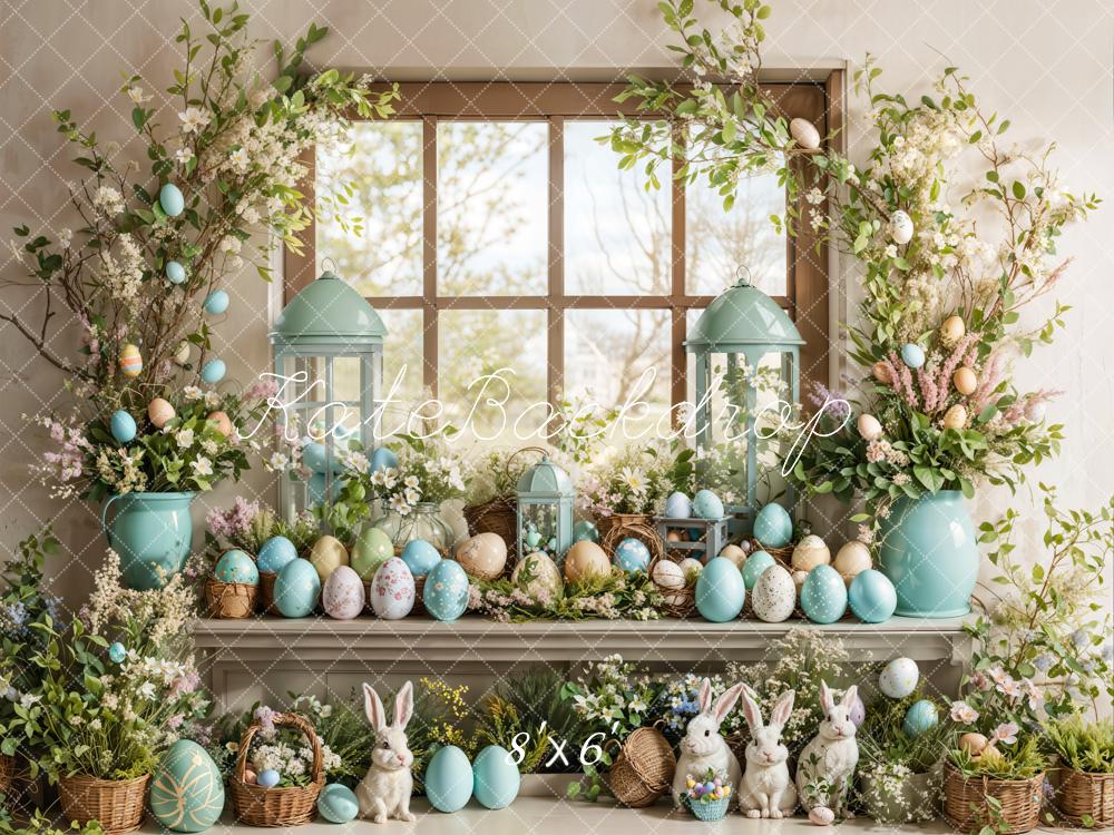Kate Easter Bunny Egg Floral Window Backdrop Designed by Emetselch - Image 3