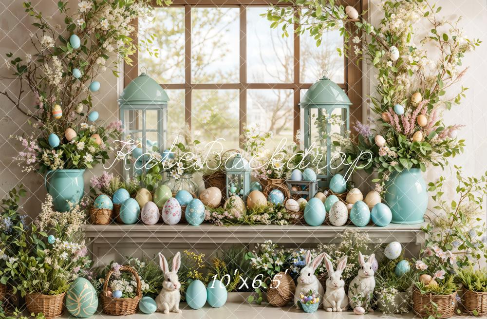 Kate Easter Bunny Egg Floral Window Backdrop Designed by Emetselch - Image 4