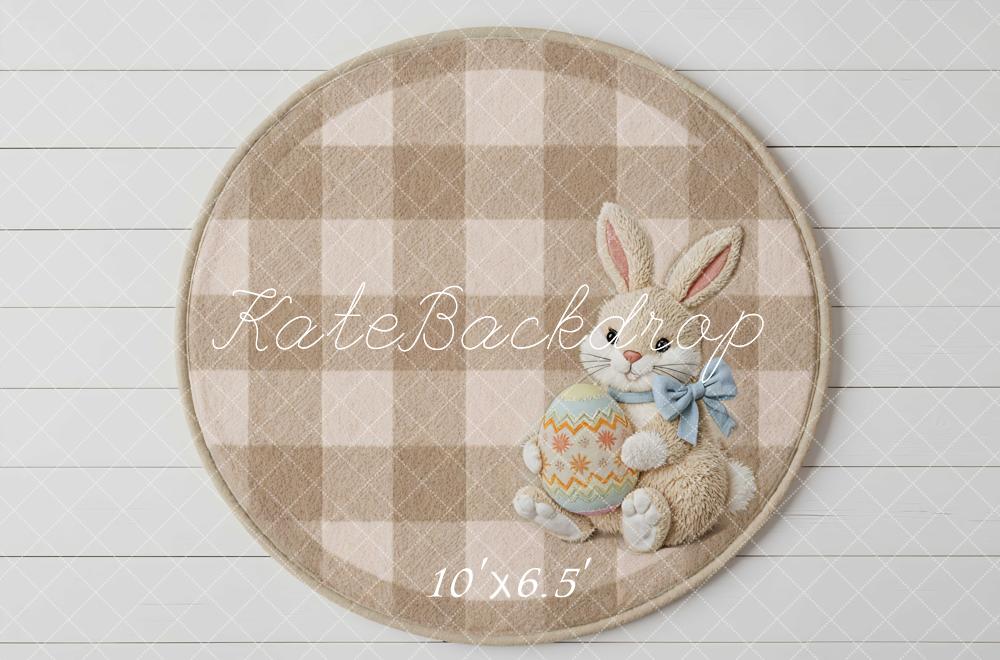 Kate Easter Bunny Egg Plaid Beige Backdrop Designed by Mini MakeBelieve - Image 4