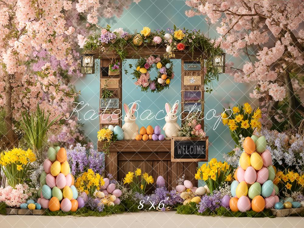 Kate Easter Bunny Egg Shop Cherry Blossom Backdrop Designed by Chain Photography - Image 3