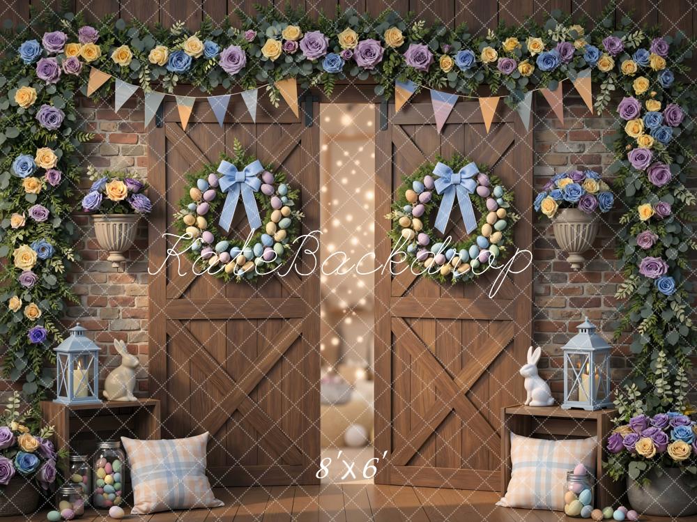 Kate Easter Bunny Egg Wreath Floral Barn Backdrop Designed by Mini MakeBelieve - Image 3