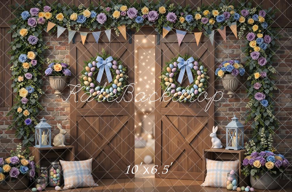 Kate Easter Bunny Egg Wreath Floral Barn Backdrop Designed by Mini MakeBelieve - Image 4